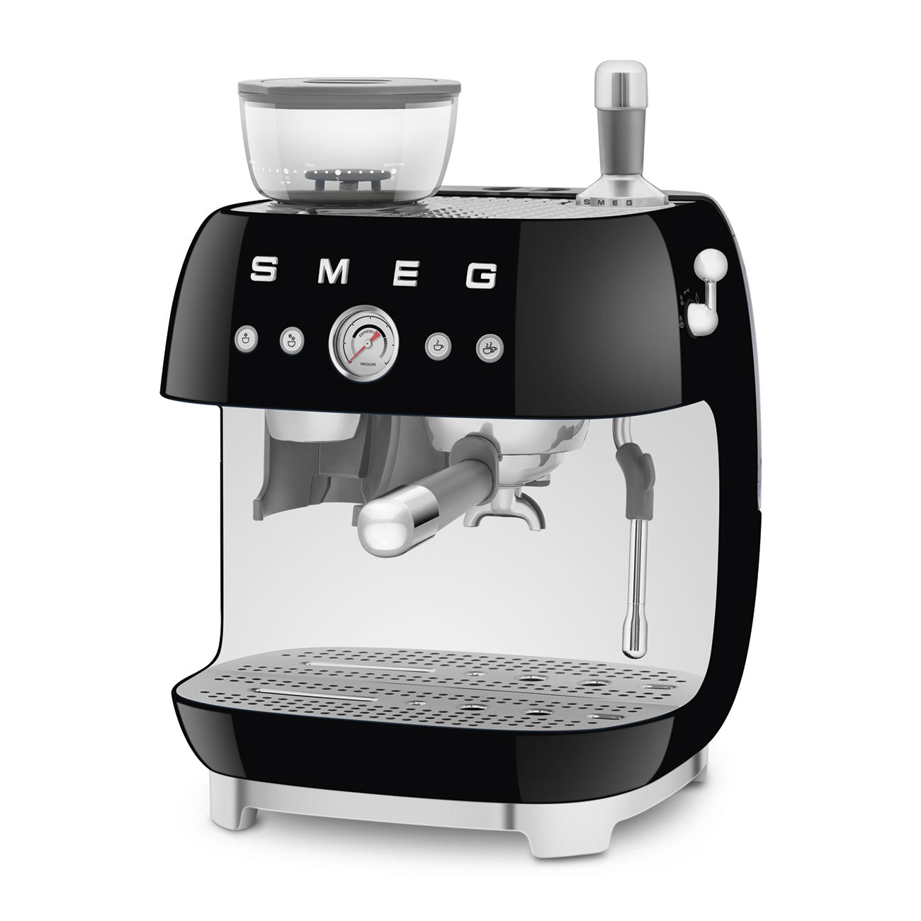 Manual Espresso Coffee Machine with Built-in Grinder Black Matt