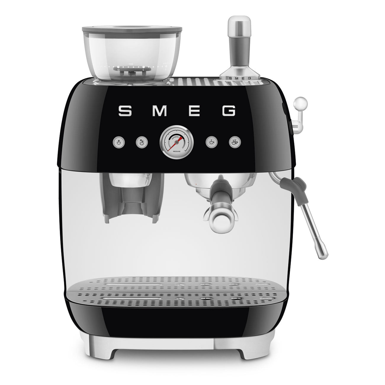 Manual Espresso Coffee Machine with Built-in Grinder Black Matt