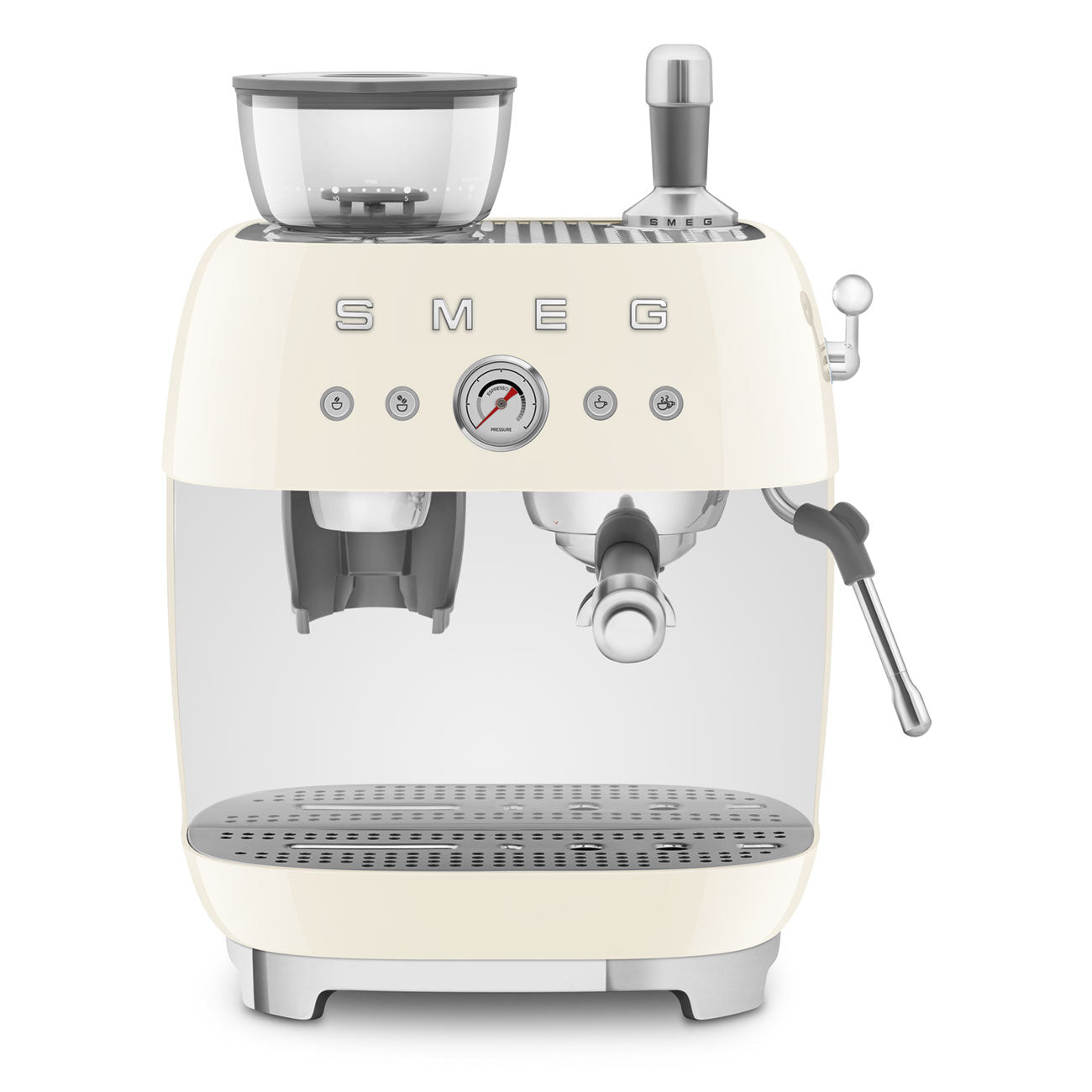 Manual Espresso Coffee Machine with Built-in Grinder Cream