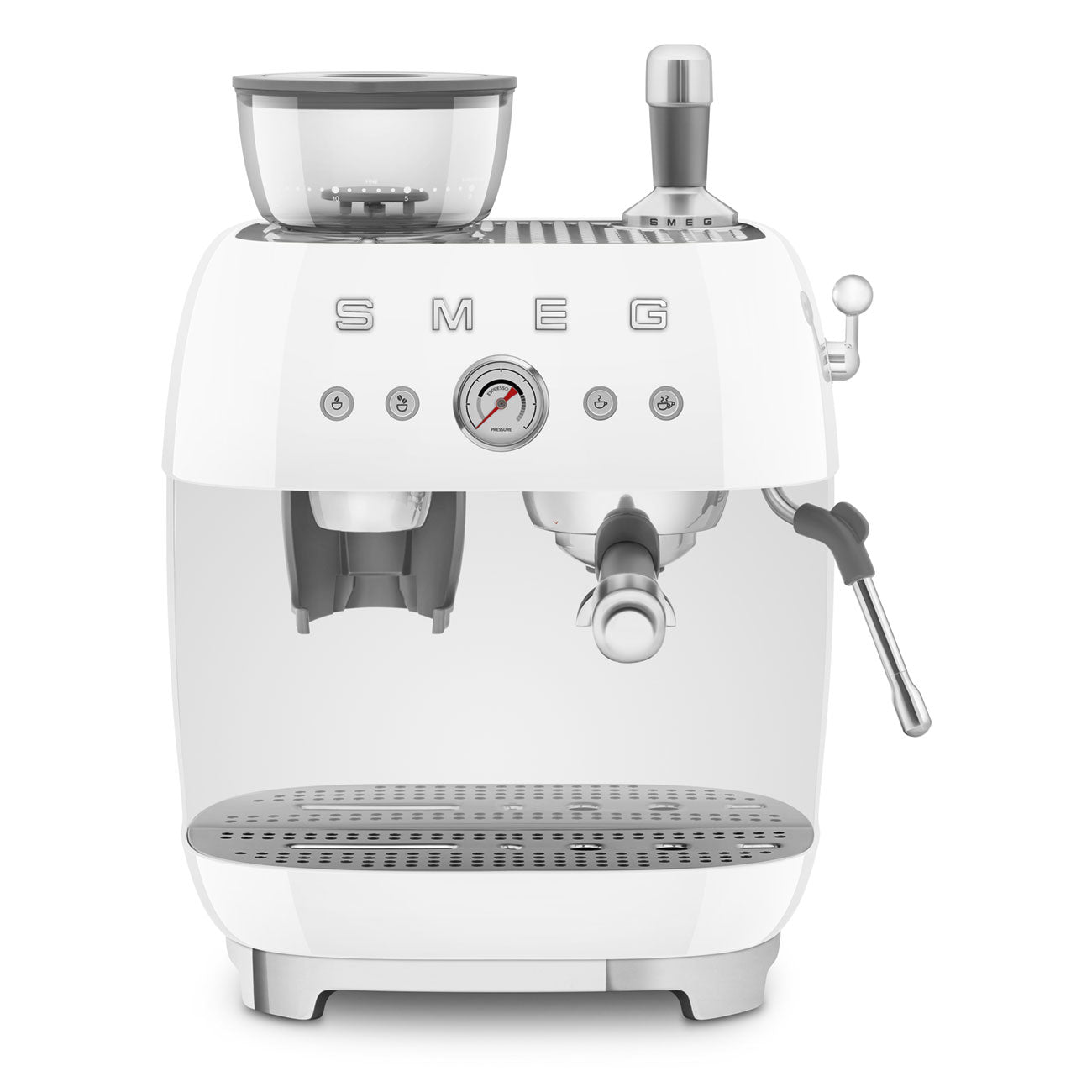 Manual Espresso Coffee Machine with Built-in Grinder White