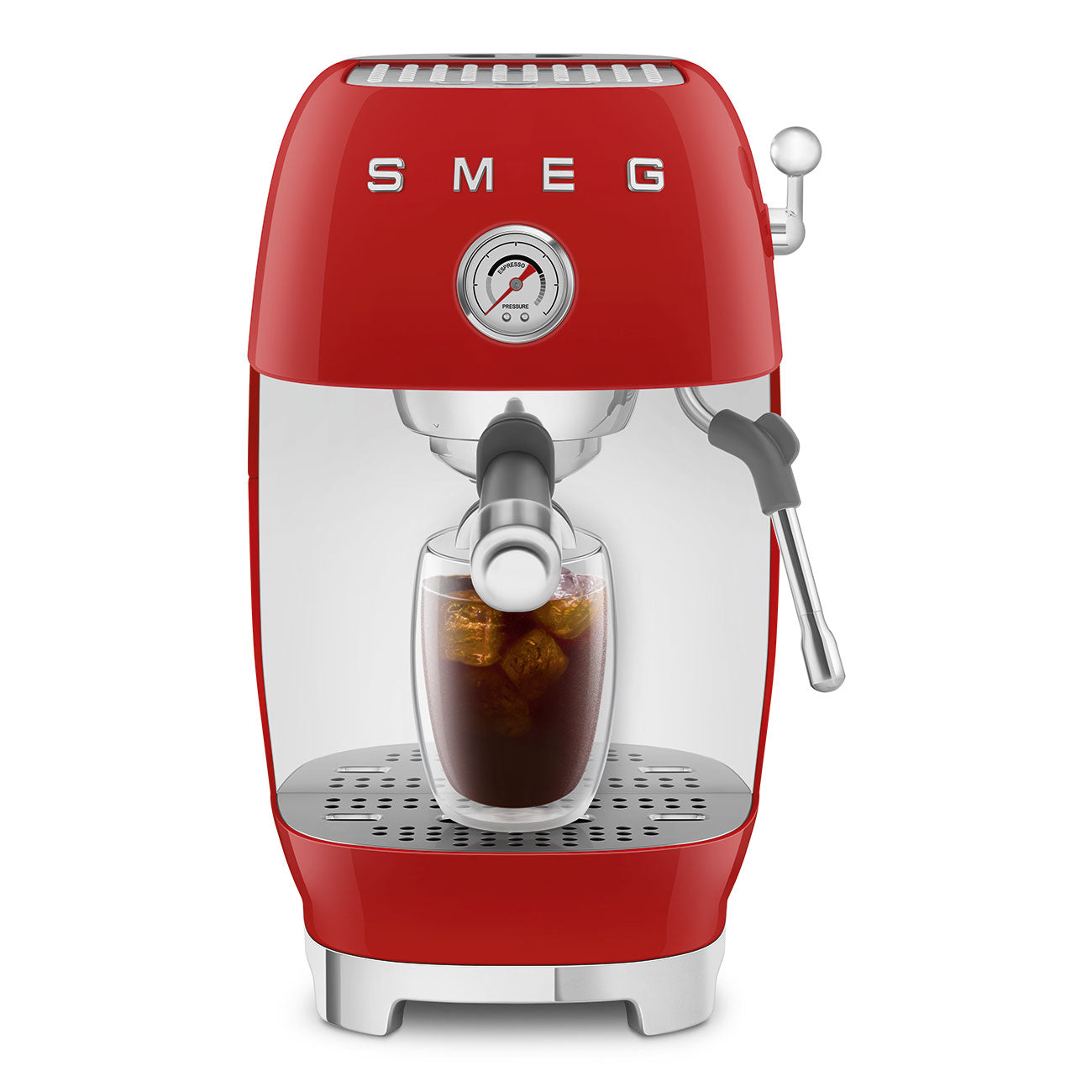Manual Espresso Coffee Machine with Cold Brew Red