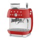 Manual Espresso Coffee Machine with Grinder Red